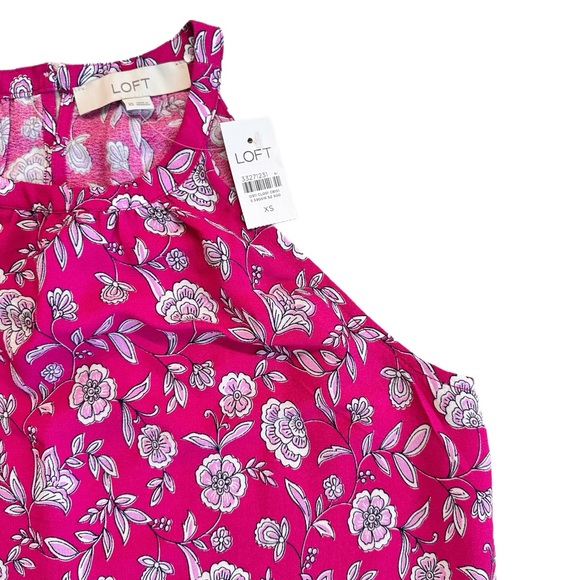 LOFT ~ Women’s Floral Pink/Magenta/White Sleeveless Lightweight Top size XS - Picture 3 of 7
